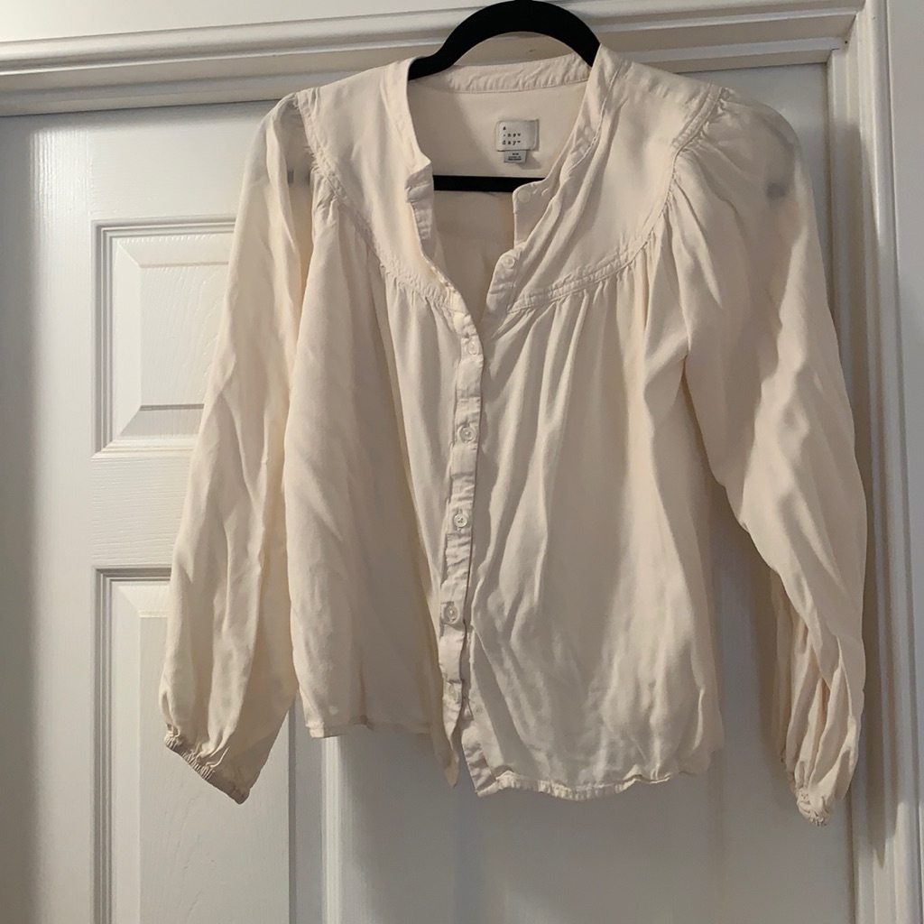 Cream Peasant Button Down